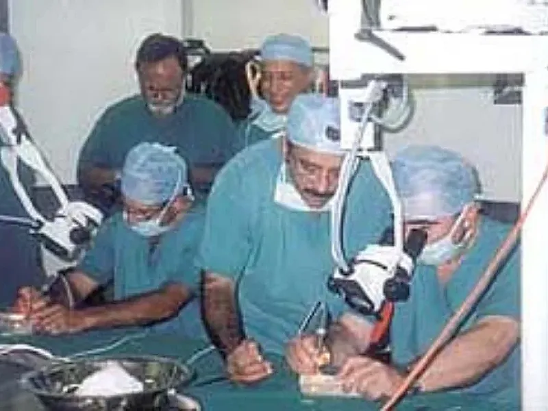 Dr. Hans assisting delegates at the Temporal Bone Dissection course in Greece