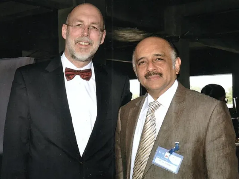 Dr. Hans with Prof. Muller at a conference in Wursberg (Germany)