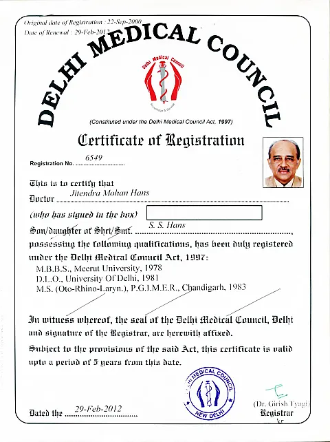 Dr. J. M. Hans certificate 2